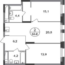2-BD Apartment Sale, 63.8 sq. m. at Pervyi Moskovskiy, ulitsa Bianki, 1, Moskovskiy, Moscow, Russia #2 2-BD Apartment Sale, 63.8 sq. m. at Pervyi Moskovskiy, ulitsa Bianki, 1, Moskovskiy, Moscow, Russia #2