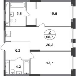 2-BD Apartment Sale, 65.7 sq. m. at Pervyi Moskovskiy, ulitsa Bianki, 1, Moskovskiy, Moscow, Russia #2