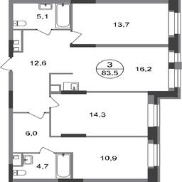 3-BD Apartment Sale, 83.5 sq. m. at Pervyi Moskovskiy, ulitsa Bianki, 1, Moskovskiy, Moscow, Russia #2