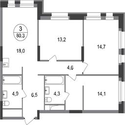 3-BD Apartment Sale, 80.3 sq. m. at Pervyi Moskovskiy, ulitsa Bianki, 1, Moskovskiy, Moscow, Russia #2 3-BD Apartment Sale, 80.3 sq. m. at Pervyi Moskovskiy, ulitsa Bianki, 1, Moskovskiy, Moscow, Russia #2