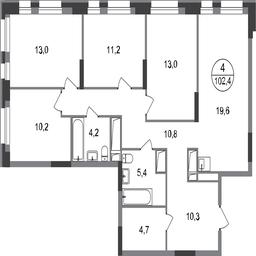 4-BD Apartment Sale, 102.4 sq. m. at Pervyi Moskovskiy, ulitsa Bianki, 1, Moskovskiy, Moscow, Russia #2 4-BD Apartment Sale, 102.4 sq. m. at Pervyi Moskovskiy, ulitsa Bianki, 1, Moskovskiy, Moscow, Russia #2