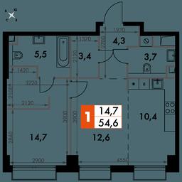 2-BD Apartment Sale, 54.6平方米 at Sydney City, Shenogina Street, 2, Moscow, Russia #2