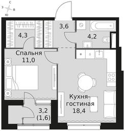 1-BD Apartment Sale, 43.1 sq. m. at Sky Garden, Stroitelny Drive, 9с6, Moscow, Russia #4