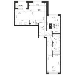 3-BD Apartment Sale, 78.1 sq. m. at Rezhisser, Vilgelma Pika Street, 3, Moscow, Russia #2