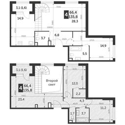 4-BD Apartment Sale, 135.8平方米 at Rezhisser, Vilgelma Pika Street, 3, Moscow, Russia #2 4-BD Apartment Sale, 135.8平方米 at Rezhisser, Vilgelma Pika Street, 3, Moscow, Russia #2