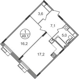 Apartment Sale, 49.1 sq. m. at Rezidentsii Skolkovo, Kashtanovaya ulitsa, 1, rabochiy posyolok Zarechye, Odintsovskiy City District, Moscow Region, Russia #2