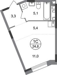 Apartment Sale, 24.8平方米 at Peredelkino Blizhnee, Korneya Chukovskogo Street, 1, Vnukovskoye Settlement, Moscow, Russia #2
