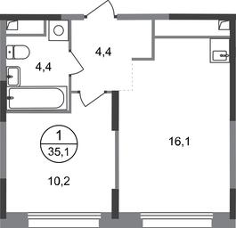 Apartment Sale, 35.1 sq. m. at Peredelkino Blizhnee, Korneya Chukovskogo Street, 1, Vnukovskoye Settlement, Moscow, Russia #2 Apartment Sale, 35.1 sq. m. at Peredelkino Blizhnee, Korneya Chukovskogo Street, 1, Vnukovskoye Settlement, Moscow, Russia #2