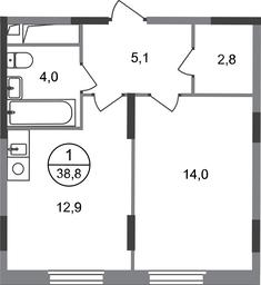Apartment Sale, 38.8 sq. m. at Peredelkino Blizhnee, Korneya Chukovskogo Street, 1, Vnukovskoye Settlement, Moscow, Russia #2 Apartment Sale, 38.8 sq. m. at Peredelkino Blizhnee, Korneya Chukovskogo Street, 1, Vnukovskoye Settlement, Moscow, Russia #2