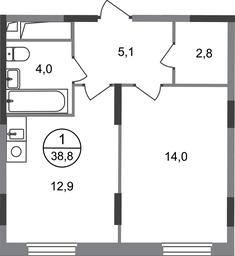 Apartment Sale, 38.8 sq. m. at Peredelkino Blizhnee, Korneya Chukovskogo Street, 1, Vnukovskoye Settlement, Moscow, Russia #2 Apartment Sale, 38.8 sq. m. at Peredelkino Blizhnee, Korneya Chukovskogo Street, 1, Vnukovskoye Settlement, Moscow, Russia #2