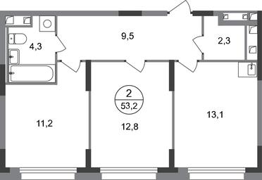 2-BD Apartment Sale, 53.2 sq. m. at Peredelkino Blizhnee, Korneya Chukovskogo Street, 1, Vnukovskoye Settlement, Moscow, Russia #2 2-BD Apartment Sale, 53.2 sq. m. at Peredelkino Blizhnee, Korneya Chukovskogo Street, 1, Vnukovskoye Settlement, Moscow, Russia #2