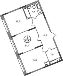 2-BD Apartment Sale, 54.6平方米 at Peredelkino Blizhnee, Korneya Chukovskogo Street, 1, Vnukovskoye Settlement, Moscow, Russia #2 2-BD Apartment Sale, 54.6平方米 at Peredelkino Blizhnee, Korneya Chukovskogo Street, 1, Vnukovskoye Settlement, Moscow, Russia #2
