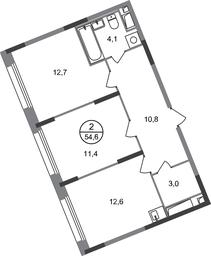 2-BD Apartment Sale, 54.6平方米 at Peredelkino Blizhnee, Korneya Chukovskogo Street, 1, Vnukovskoye Settlement, Moscow, Russia #2 2-BD Apartment Sale, 54.6平方米 at Peredelkino Blizhnee, Korneya Chukovskogo Street, 1, Vnukovskoye Settlement, Moscow, Russia #2