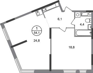 Apartment Sale, 54.1 sq. m. at Peredelkino Blizhnee, Korneya Chukovskogo Street, 1, Vnukovskoye Settlement, Moscow, Russia #2
