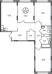 3-BD Apartment Sale, 81.9 sq. m. at Peredelkino Blizhnee, Korneya Chukovskogo Street, 1, Vnukovskoye Settlement, Moscow, Russia #2 3-BD Apartment Sale, 81.9 sq. m. at Peredelkino Blizhnee, Korneya Chukovskogo Street, 1, Vnukovskoye Settlement, Moscow, Russia #2