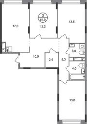 3-BD Apartment Sale, 81.9 sq. m. at Peredelkino Blizhnee, Korneya Chukovskogo Street, 1, Vnukovskoye Settlement, Moscow, Russia #2 3-BD Apartment Sale, 81.9 sq. m. at Peredelkino Blizhnee, Korneya Chukovskogo Street, 1, Vnukovskoye Settlement, Moscow, Russia #2