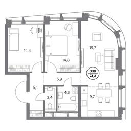3-BD Apartment Sale, 74.3平方米 at Dom56, Fridrikha Engelsa Street, 56с1, Moscow, Russia #3 3-BD Apartment Sale, 74.3平方米 at Dom56, Fridrikha Engelsa Street, 56с1, Moscow, Russia #3