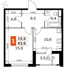 1-BD Apartment Sale, 43.9 sq. m. at Sky Garden, Stroitelny Drive, 9с6, Moscow, Russia #2 1-BD Apartment Sale, 43.9 sq. m. at Sky Garden, Stroitelny Drive, 9с6, Moscow, Russia #2