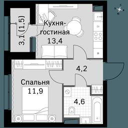 1-BD Apartment Sale, 35.6 sq. m. at Sky Garden, Stroitelny Drive, 9с6, Moscow, Russia #2