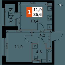 1-BD Apartment Sale, 35.6 sq. m. at Sky Garden, Stroitelny Drive, 9с6, Moscow, Russia #3