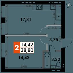 1-BD Apartment Sale, 38.4平方米 at Park Aprel, ulitsa Park Aprel, 1, Aprelevka, Naro-Fominskiy City District, Moscow Region, Russia #4
