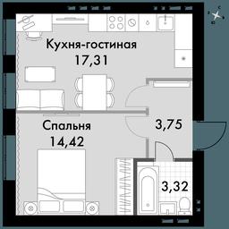 1-BD Apartment Sale, 38.4平方米 at Park Aprel, ulitsa Park Aprel, 1, Aprelevka, Naro-Fominskiy City District, Moscow Region, Russia #3