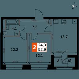 2-BD Apartment Sale, 52.9平方米 at Sky Garden, Stroitelny Drive, 9с6, Moscow, Russia #3 2-BD Apartment Sale, 52.9平方米 at Sky Garden, Stroitelny Drive, 9с6, Moscow, Russia #3