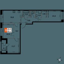 3-BD Apartment Sale, 85.4 sq. m. at Sky Garden, Stroitelny Drive, 9с6, Moscow, Russia #3 3-BD Apartment Sale, 85.4 sq. m. at Sky Garden, Stroitelny Drive, 9с6, Moscow, Russia #3