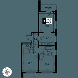 3-BD Apartment Sale, 63.2平方米 at Pervy Yuzhny, zhiloy kompleks Pervy Yuzhny, Leninskiy City District, Moscow Region, Russia #2 3-BD Apartment Sale, 63.2平方米 at Pervy Yuzhny, zhiloy kompleks Pervy Yuzhny, Leninskiy City District, Moscow Region, Russia #2
