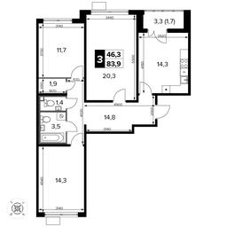 3-BD Apartment Sale, 83.9 sq. m. at Pervyi Leningradskiy, Pervy Leningradskiy Residential Complex, Moscow, Russia #4