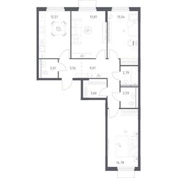 2-BD Apartment Sale, 78.32平方米 at Mytishchi Park, Silikatnaya ulitsa, 41к3, Mytischi, Moscow Region, Russia #4