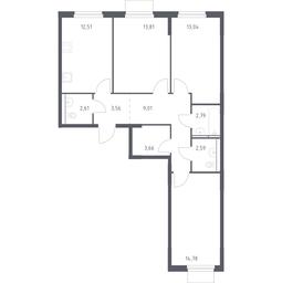 2-BD Apartment Sale, 78.32平方米 at Mytishchi Park, Silikatnaya ulitsa, 41к3, Mytischi, Moscow Region, Russia #2