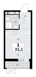 Apartment Sale, 21.1 sq. m. at Skandinaviya, Skandinaviya Residential Complex, Sosenskoye Settlement, Moscow, Russia #4