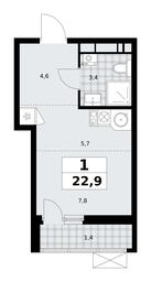 Apartment Sale, 22.9平方米 at Skandinaviya, Skandinaviya Residential Complex, Sosenskoye Settlement, Moscow, Russia #4