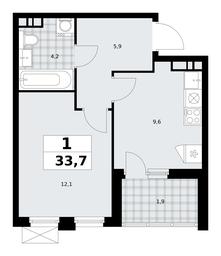 Apartment Sale, 33.7平方米 at Skandinaviya, Skandinaviya Residential Complex, Sosenskoye Settlement, Moscow, Russia #4
