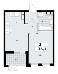 1-BD Apartment Sale, 36.1 sq. m. at Skandinaviya, Skandinaviya Residential Complex, Sosenskoye Settlement, Moscow, Russia #3 1-BD Apartment Sale, 36.1 sq. m. at Skandinaviya, Skandinaviya Residential Complex, Sosenskoye Settlement, Moscow, Russia #3