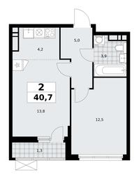 1-BD Apartment Sale, 40.7 sq. m. at Skandinaviya, Skandinaviya Residential Complex, Sosenskoye Settlement, Moscow, Russia #4