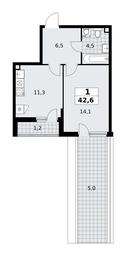Apartment Sale, 42.6 sq. m. at Skandinaviya, Skandinaviya Residential Complex, Sosenskoye Settlement, Moscow, Russia #4