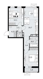 2-BD Apartment Sale, 58.8 sq. m. at Skandinaviya, Skandinaviya Residential Complex, Sosenskoye Settlement, Moscow, Russia #2 2-BD Apartment Sale, 58.8 sq. m. at Skandinaviya, Skandinaviya Residential Complex, Sosenskoye Settlement, Moscow, Russia #2