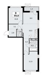 2-BD Apartment Sale, 59 sq. m. at Skandinaviya, Skandinaviya Residential Complex, Sosenskoye Settlement, Moscow, Russia #3 2-BD Apartment Sale, 59 sq. m. at Skandinaviya, Skandinaviya Residential Complex, Sosenskoye Settlement, Moscow, Russia #3