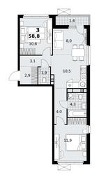 2-BD Apartment Sale, 58.8 sq. m. at Skandinaviya, Skandinaviya Residential Complex, Sosenskoye Settlement, Moscow, Russia #2 2-BD Apartment Sale, 58.8 sq. m. at Skandinaviya, Skandinaviya Residential Complex, Sosenskoye Settlement, Moscow, Russia #2