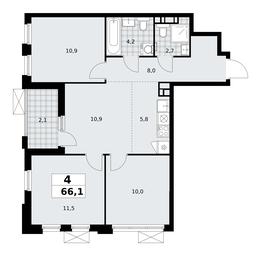 3-BD Apartment Sale, 66.1平方米 at Skandinaviya, Skandinaviya Residential Complex, Sosenskoye Settlement, Moscow, Russia #3 3-BD Apartment Sale, 66.1平方米 at Skandinaviya, Skandinaviya Residential Complex, Sosenskoye Settlement, Moscow, Russia #3