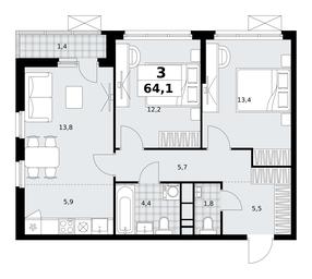 2-BD Apartment Sale, 64.1 sq. m. at Skandinaviya, Skandinaviya Residential Complex, Sosenskoye Settlement, Moscow, Russia #2