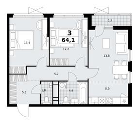 2-BD Apartment Sale, 64.1 sq. m. at Skandinaviya, Skandinaviya Residential Complex, Sosenskoye Settlement, Moscow, Russia #2 2-BD Apartment Sale, 64.1 sq. m. at Skandinaviya, Skandinaviya Residential Complex, Sosenskoye Settlement, Moscow, Russia #2