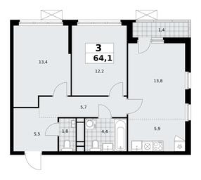 2-BD Apartment Sale, 64.1 sq. m. at Skandinaviya, Skandinaviya Residential Complex, Sosenskoye Settlement, Moscow, Russia #3 2-BD Apartment Sale, 64.1 sq. m. at Skandinaviya, Skandinaviya Residential Complex, Sosenskoye Settlement, Moscow, Russia #3