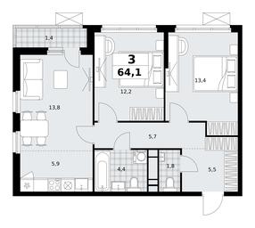 2-BD Apartment Sale, 64.1平方米 at Skandinaviya, Skandinaviya Residential Complex, Sosenskoye Settlement, Moscow, Russia #2 2-BD Apartment Sale, 64.1平方米 at Skandinaviya, Skandinaviya Residential Complex, Sosenskoye Settlement, Moscow, Russia #2