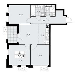 3-BD Apartment Sale, 66.1 sq. m. at Skandinaviya, Skandinaviya Residential Complex, Sosenskoye Settlement, Moscow, Russia #3 3-BD Apartment Sale, 66.1 sq. m. at Skandinaviya, Skandinaviya Residential Complex, Sosenskoye Settlement, Moscow, Russia #3