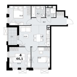 3-BD Apartment Sale, 66.1 sq. m. at Skandinaviya, Skandinaviya Residential Complex, Sosenskoye Settlement, Moscow, Russia #2 3-BD Apartment Sale, 66.1 sq. m. at Skandinaviya, Skandinaviya Residential Complex, Sosenskoye Settlement, Moscow, Russia #2