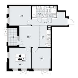 3-BD Apartment Sale, 66.1 sq. m. at Skandinaviya, Skandinaviya Residential Complex, Sosenskoye Settlement, Moscow, Russia #3 3-BD Apartment Sale, 66.1 sq. m. at Skandinaviya, Skandinaviya Residential Complex, Sosenskoye Settlement, Moscow, Russia #3