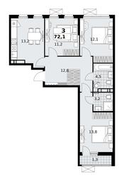 2-BD Apartment Sale, 72.1 sq. m. at Skandinaviya, Skandinaviya Residential Complex, Sosenskoye Settlement, Moscow, Russia #2